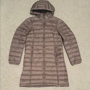 Women's Taupe Quilted Hooded Coat